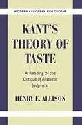 Fester Einband Kant's Theory of Taste von Henry E. Allison