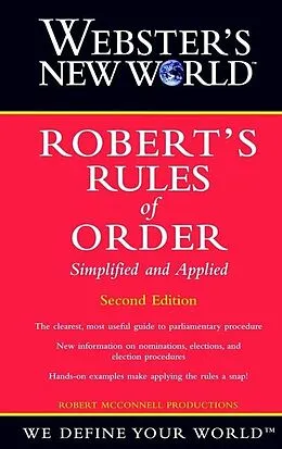 E-Book (epub) Webster's New World Robert's Rules of Order Simplified and Applied, 2nd Edition von Robert McConnell Productions