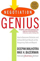 Couverture cartonnée Negotiation Genius de Deepak Malhotra, Max H. Bazerman