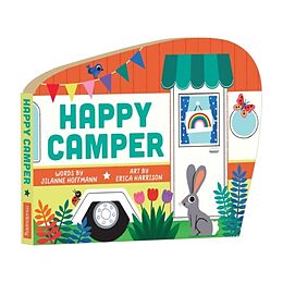 Reliure en carton indéchirable Happy Camper Shaped Board Book de Mudpuppy, Jilanne Hoffmann