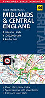 gefaltete (Land)Karte Midlands & Central England 200000 von Aa Publishing