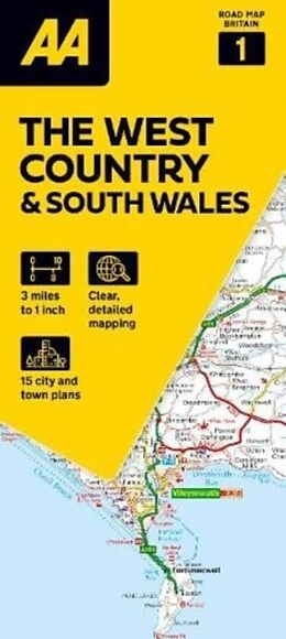 Carte (de géographie) pliée AA Road Map The West Country & South Wales de 