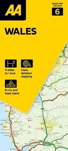 Carte (de géographie) pliée AA Road Map Wales de 