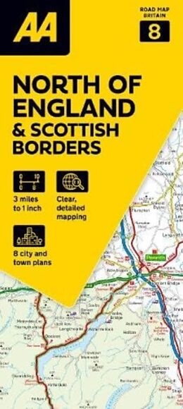 Carte (de géographie) pliée AA Road Map North of England & Scottish Borders de 