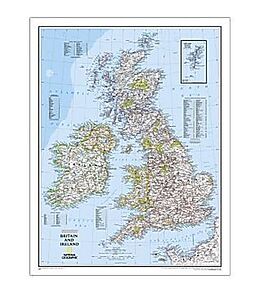 Carte (de géographie) National Geographic Britain and Ireland Wall Map - Classic (23.5 X 30.25 In) de National Geographic Maps