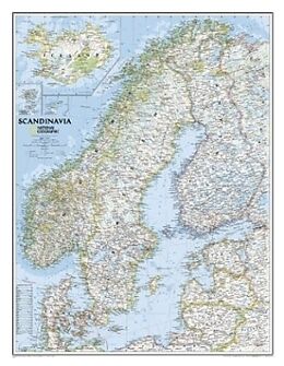 Carte (de géographie) National Geographic Scandinavia Wall Map - Classic (23.5 X 30.25 In) de National Geographic Maps
