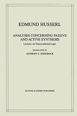 Couverture cartonnée Analyses Concerning Passive and Active Synthesis de Edmund Husserl