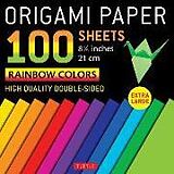  Origami Paper 100 sheets Rainbow Colors 8 1/4" (21 cm) de 