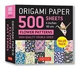  Origami Paper 500 Sheets Flower Patterns 4" (10 CM) de 