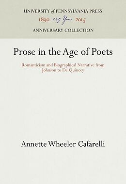 Livre Relié Prose in the Age of Poets de Annette Wheeler Cafarelli