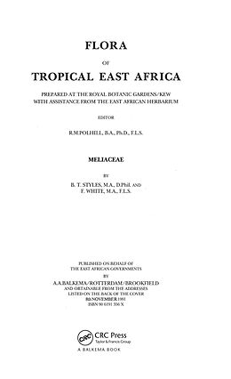 eBook (epub) Flora of Tropical East Africa - Meliaceae (1991) de Brian Thomas Styles, Frank White