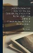 Livre Relié Dissertation Sur L'huile De Palma Christi, Ou L'huile De Ricin, Que L'on Appelle Communémen Huile De Castor de Pierre Canvane