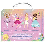 Kartonierter Einband Meine glitzernden Anziehpuppen-Stickerbücher mini: Im Ballett, Feen, Freundinnen und Prinzessinnen von