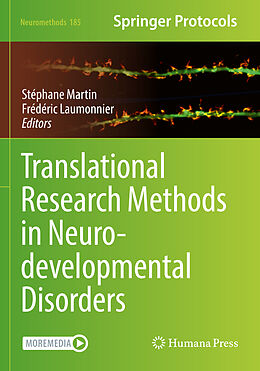 Couverture cartonnée Translational Research Methods in Neurodevelopmental Disorders de 