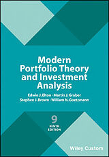 Couverture cartonnée Modern Portfolio Theory and Investment Analysis de Edwin J. Elton, Martin J. Gruber, Brown Stephen J.