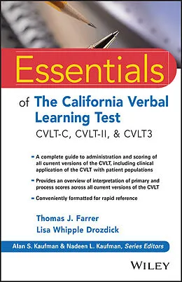 E-Book (pdf) Essentials of the California Verbal Learning Test von Thomas J. Farrer, Lisa W. Drozdick