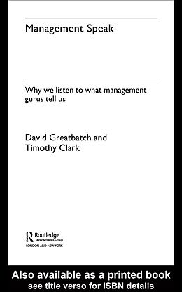 E-Book (epub) Management Speak von David Greatbatch, Timothy Clark