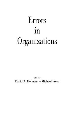 eBook (epub) Errors in Organizations de 