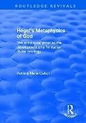 Couverture cartonnée Hegel's Metaphysics of God de Patricia Marie Calton