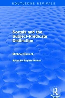 Livre Relié Sortals and the Subject-predicate Distinction (2001) de Michael Durrant