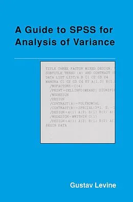 E-Book (epub) A Guide to SPSS for Analysis of Variance von Gustav Levine