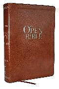 Couverture en cuir The Open Bible: Read and Discover the Bible for Yourself (NKJV Brown Leathersoft, Red Letter, Comfort Print) de Thomas Nelson