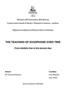 eBook (epub) THE TEACHING OF SAXOPHONE OVER TIME de Luca Mozzillo