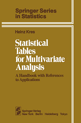 Couverture cartonnée Statistical Tables for Multivariate Analysis de Heinz Kres