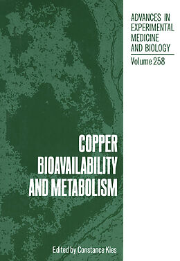 Kartonierter Einband Copper Bioavailability and Metabolism von C. Kies