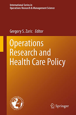 Livre Relié Operations Research and Health Care Policy de 