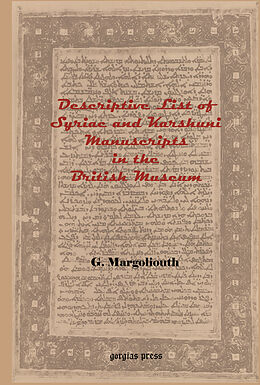 eBook (pdf) Descriptive List of Syriac and Karshuni Manuscripts in the British Museum de G. Margoliouth