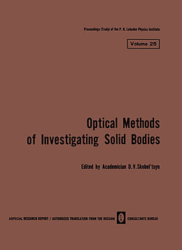 Couverture cartonnée Volume 25: Optical Methods of Investigating Solid Bodies de 