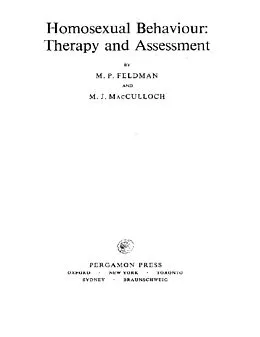 E-Book (pdf) Homosexual Behaviour von M. P. Feldman, M. J. MacCulloch