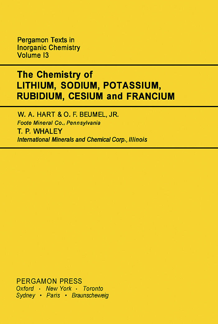The Chemistry of Lithium, Sodium, Potassium, Rubidium, Cesium and Francium