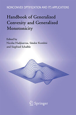 Couverture cartonnée Handbook of Generalized Convexity and Generalized Monotonicity de 