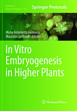 Kartonierter Einband In Vitro Embryogenesis in Higher Plants von 