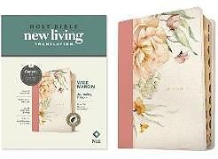 Couverture cartonnée NLT Wide Margin Bible, Filament-Enabled Edition (Leatherlike, Dusty Pink Blossoms, Indexed) de 