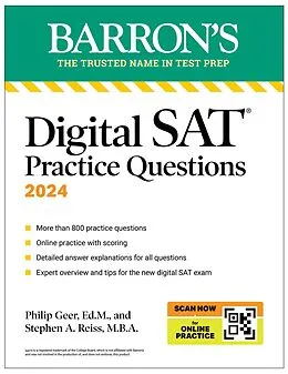 E-Book (epub) Digital SAT Practice Questions, Fourth Edition: More than 800 Questions for Digital SAT Prep 2025 + Tips + Online Practice von Barron's Educational Series, Philip Geer, Stephen A. Reiss