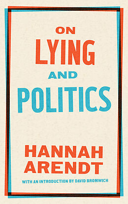 Couverture cartonnée On Lying and Politics de Hannah Arendt
