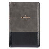 Livre Relié Gray and Black Faux Leather King James Version Deluxe Gift Bible with de 