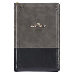 Livre Relié Gray and Black Faux Leather King James Version Deluxe Gift Bible with de 