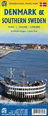 (Land)Karte International Travel Map Denmark and Southern Sweden von 