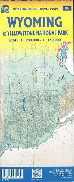 (Land)Karte Yellowstone Nantional Park &amp; Wyoming von 