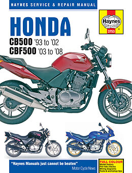 Couverture cartonnée Honda CB500 & CBF500 (93 - 08) de Haynes Publishing