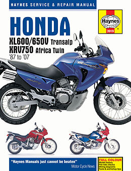 Kartonierter Einband Honda XL600/650 Transalp &amp; XRV750 Africa Twin (87 - 07) von Haynes Publishing