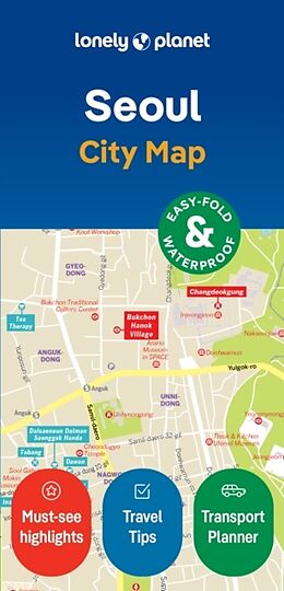 gefaltete (Land)Karte Lonely Planet Seoul City Map von 