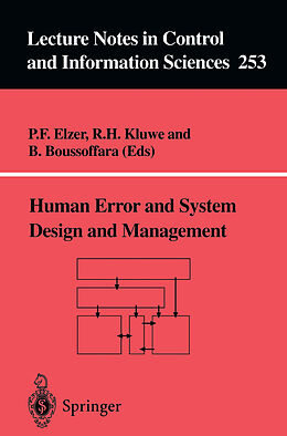 Couverture cartonnée Human Error and System Design and Management de 