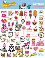 Article non livre Colle et décore : tattoos pixels kawaii de 