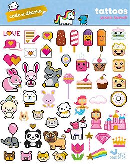 Article non livre Colle et décore : tattoos pixels kawaii de 