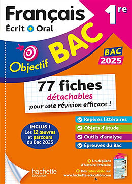 Broché Français écrit + oral 1re : fiches détachables : bac 2025 de Amélie; Sourisse, Amandine Pinçon